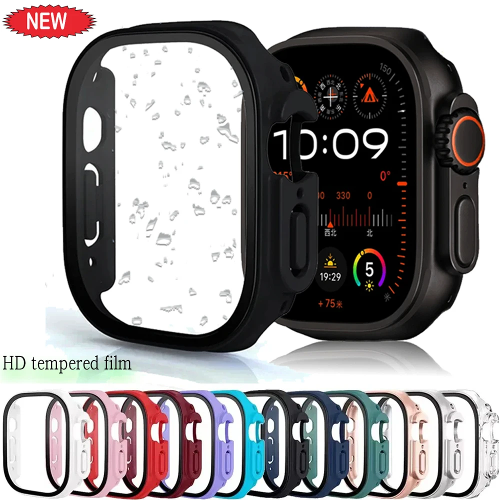 Case for Apple Watch Ultra 2 49mm PC Shell Fall Protection High Definition Explosion-proof Tempered Film for IWatch Ultra 49mm