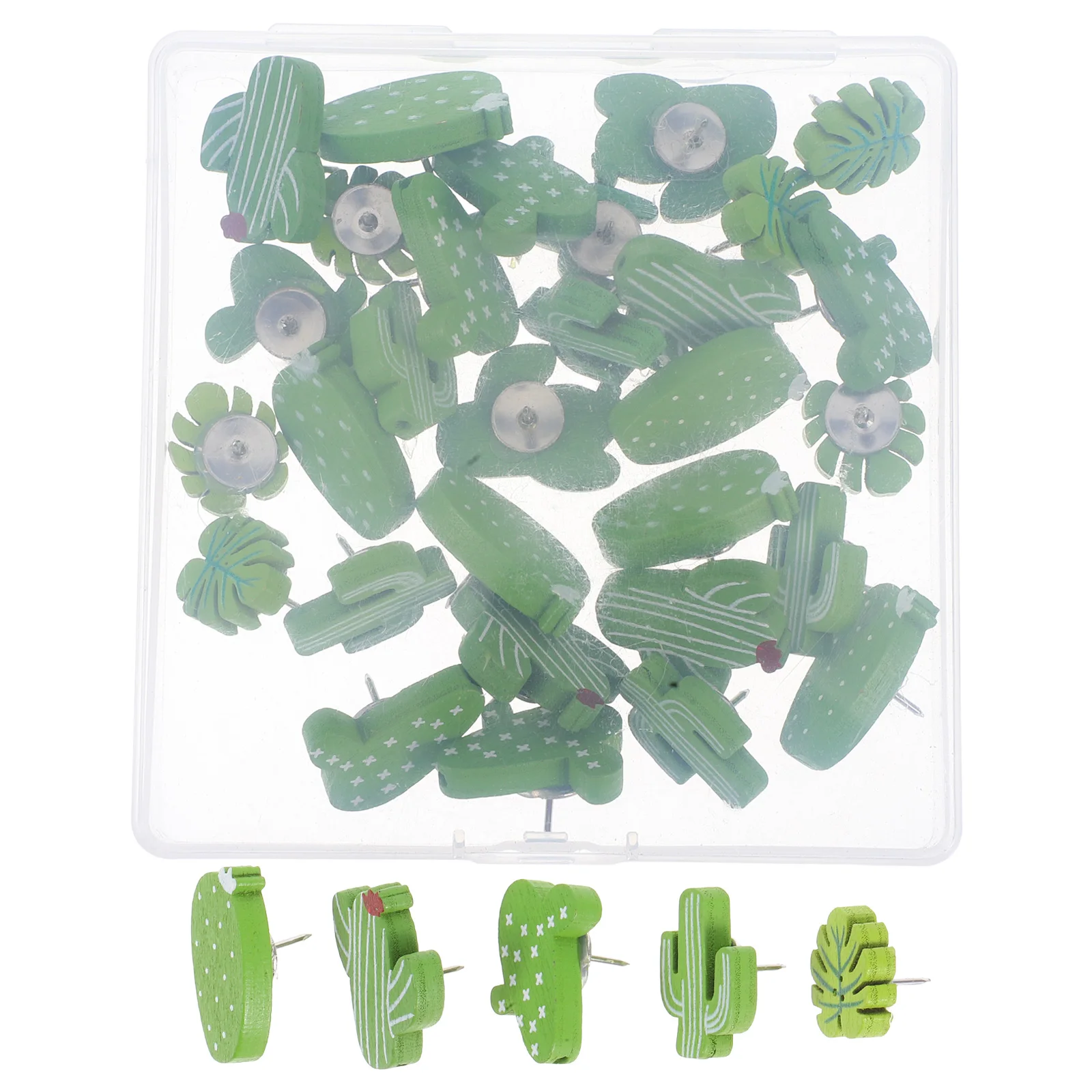 

30pcs Wooden Cactus Push Pins Cute Thumb Tacks for Cork Board Bulletin Plant Themed Map Pins Office Craft Supplies