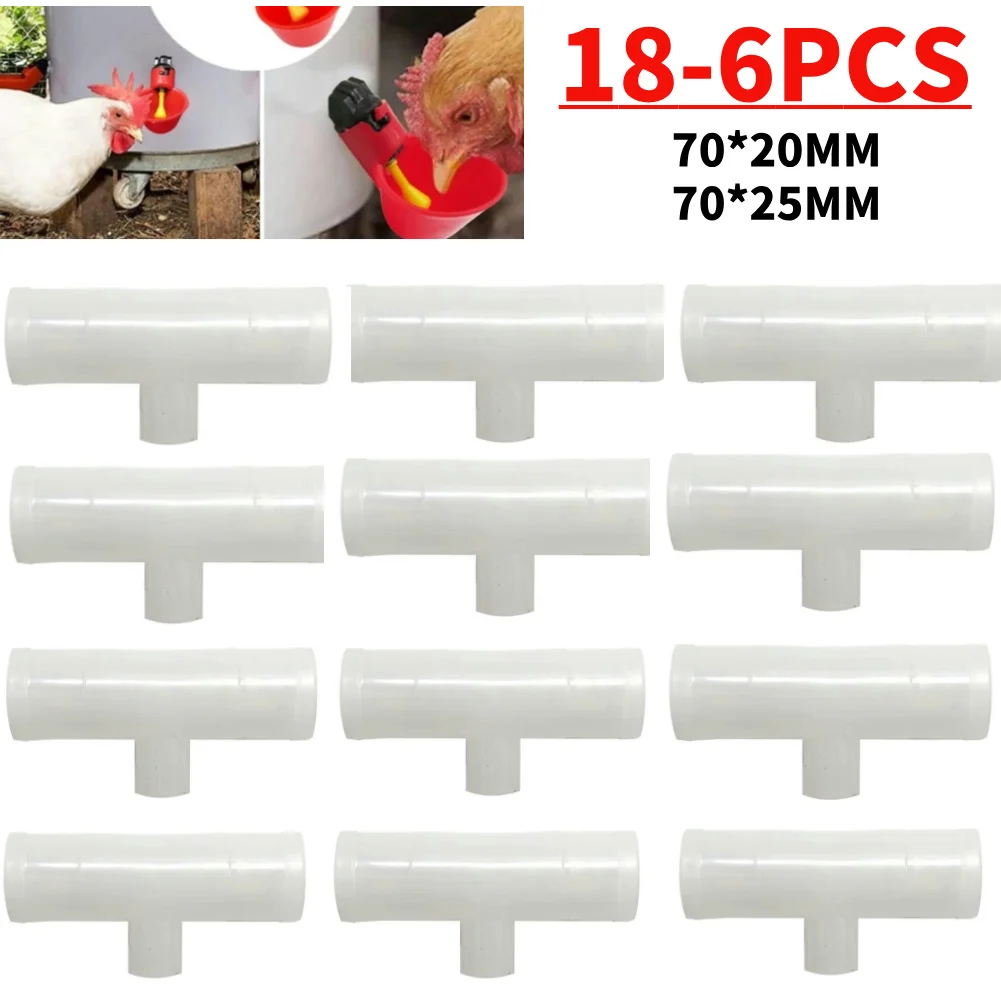 Tee PVC Pipe Fitting 25mm/20mm Plastic T-Shaped Coupling Connector Livestock Drinking Tee Connector for Threaded Poultry Nipples