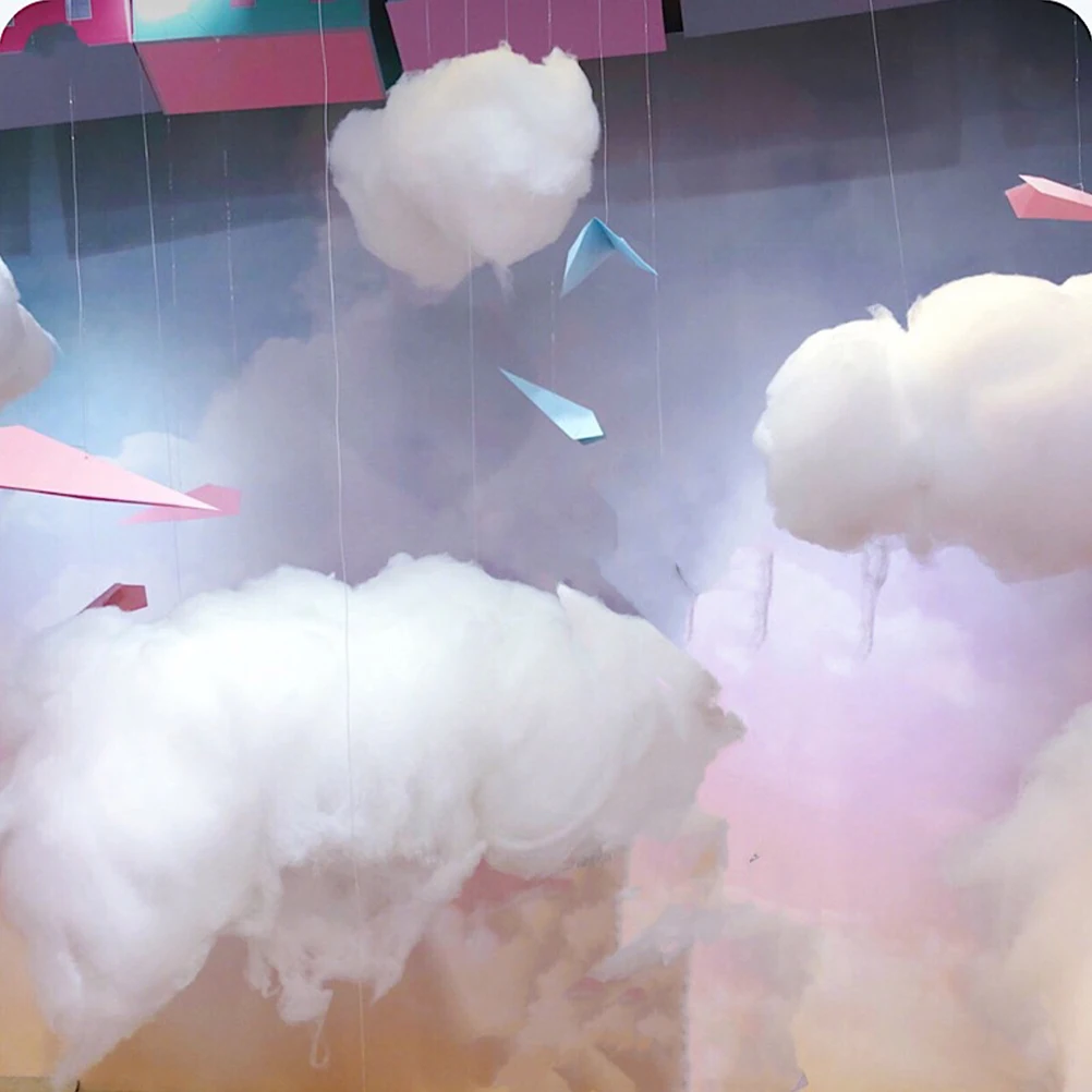 

4pcs Artificial Cotton Cloud Hanging Decorations 3D Realistic Fake Ceiling Ornaments Wedding Party Stage Home Decor Cloud Props