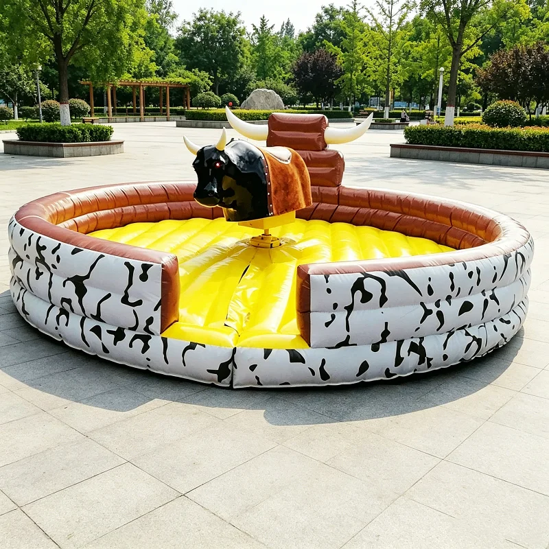 Inflatable Safety Pad, Mechanical Bull Ride, Adult Sport Challenge, Amusement Park Equipment, Outdoor Entertainment Machine