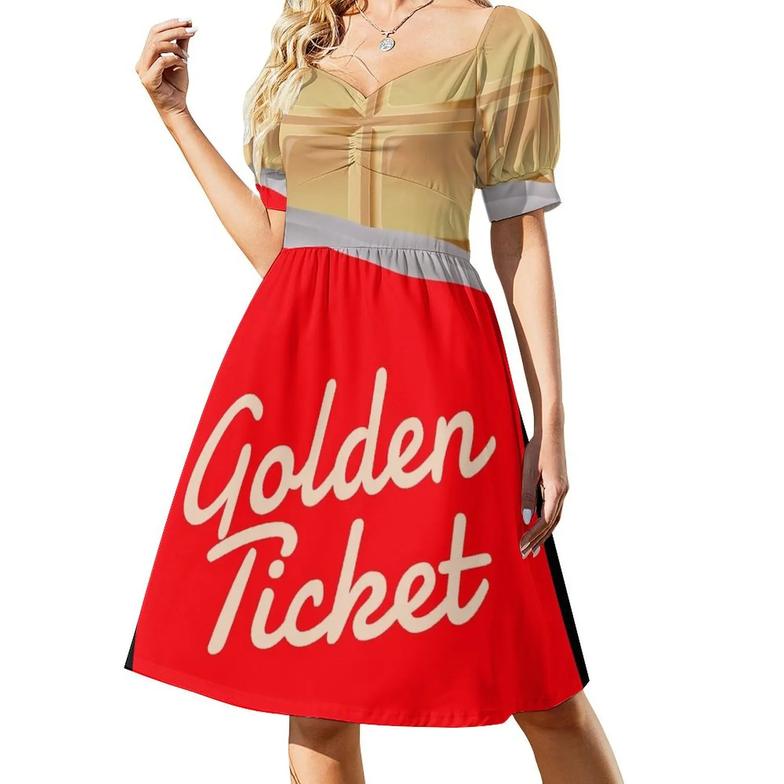 Golden Ticket Chocolate Short Sleeved Dress Dance dresses fairy dress summer dress for women 2025 summer women's suit