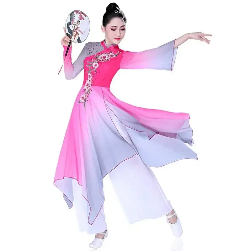 クラシックダンス衣装女性ファンダンスジャスミン Yangko ダンス女性のための中国風ウエストドラムステージ衣装オリエンタルドレス