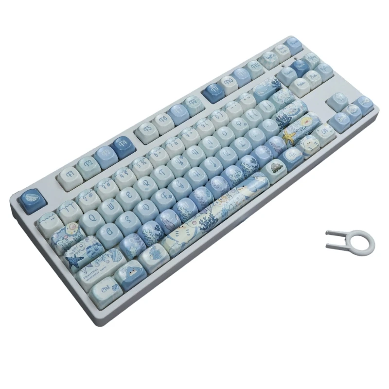 96BA Mirror Smooth Surfaces Ceramic Finish Keyboard Keycaps Cartoon Rounded Edges MOA Profile Keycap for Enhances Typing