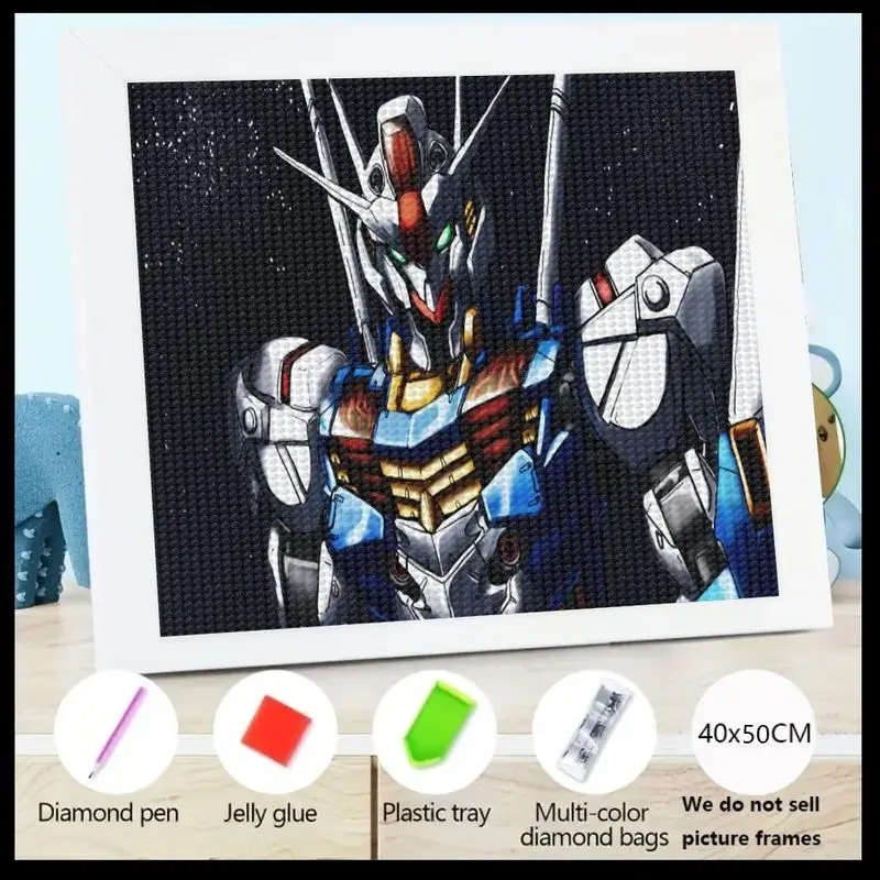 

1PC Full Drill 5D DIY Diamond Painting Kit for Adults & Teens, Epic Gundam Robot Anime Mecha Theme Crystal Diamond Art, Relaxati