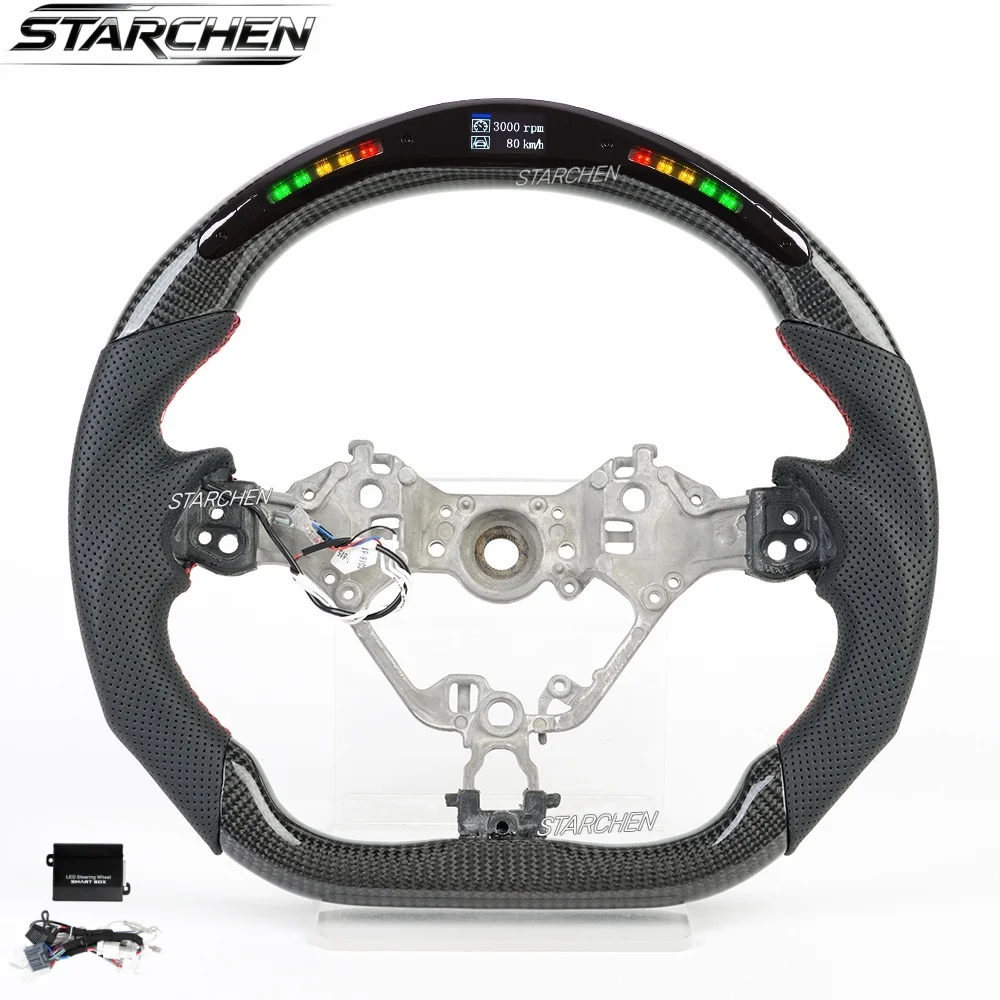 LED Real Carbon Fiber Steering Wheel for Toyota Toyota Gr 86 Gr86 /Subaru Brz 2017-2026 with LED Shift Indicator (Non-heated)