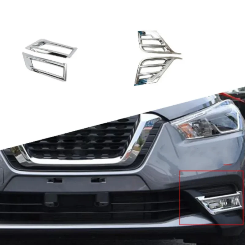 

2pcs/set ABS Chrome Car Front Fog Light Lamp Cover Trim Protect Frame Finish Fit For Nissan Kicks 2017 Car Styling Accessories