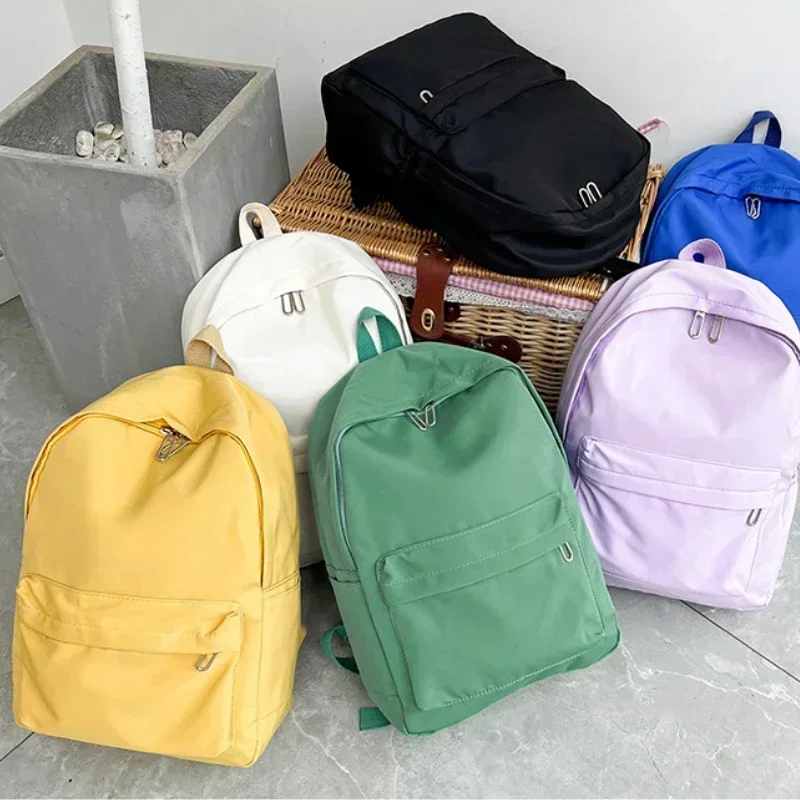 High Quality New Waterproof Nylon Women Backpack Female Travel Bag Backpacks Schoolbag for Teenage Girls Solid Color Bookbag