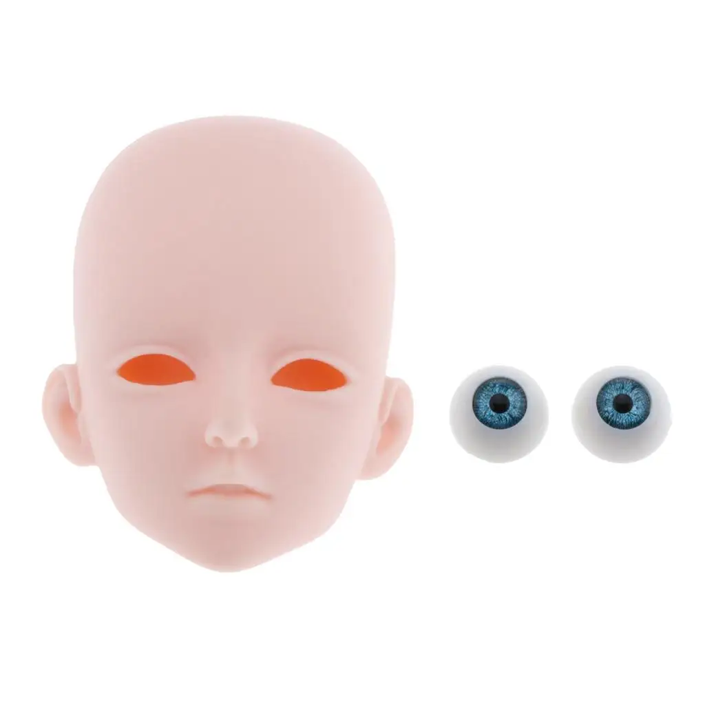 

1 3 BJD Doll Head with Realistic Eyes Practice Makeup Mold Plastic Head for 1 3 Scale BJD Dolls DIY Accessories