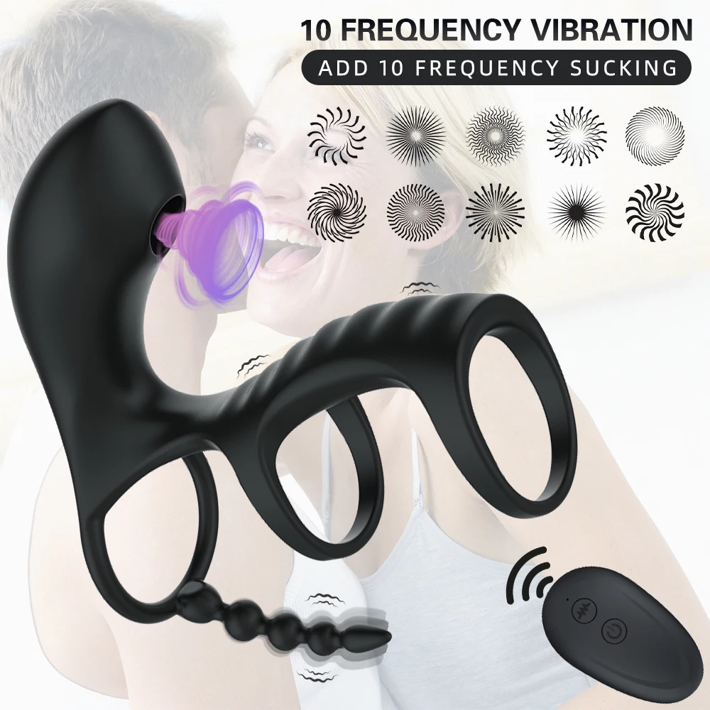 Cock Ring Vibrator Remote Control Sucking Vibrator Ejaculation Delay Sex Toys For Men Clitoris Stimulation Sleeve for Penis Ring