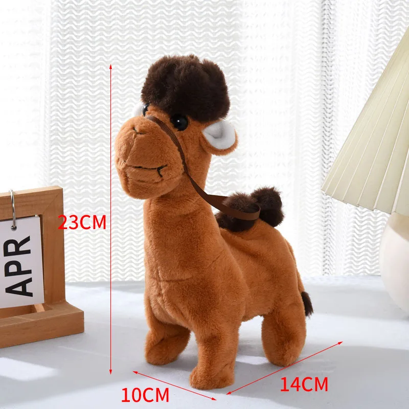 Giocattolo di peluche elettrico per bambini Simulazione bambola di peluche di cartone animato Cammello in avanti indietro con abbaiare Giocattolo interattivo per bambini per animali domestici elettrici