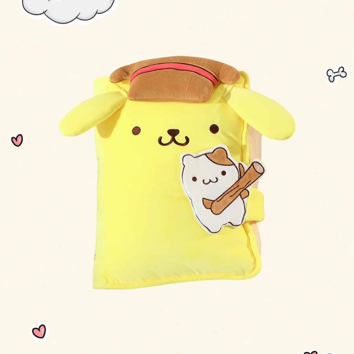 

Новый Kawaii Sanrio Pom Pom Purin, имитация книги, плюшевая игрушка, книга, открытая мягкая кукла, мультяшная подушка для домашнего декора, детский подарок на день рождения