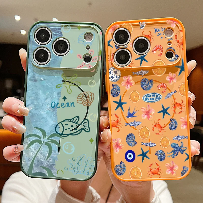Picture 4: Whale Pattern Magnetic Phone Case For iPhone 17 ProMax 16 15 14 13 Pro Max For Magsafe Wireless Charge Shockproof Hard PC Cover