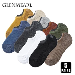 5 Pairs Short Men Socks High Quality Low-Cut Crew Ankle Non-Slip Cotton Soft Breathable Summer Autumn Solid Color Sock for Male