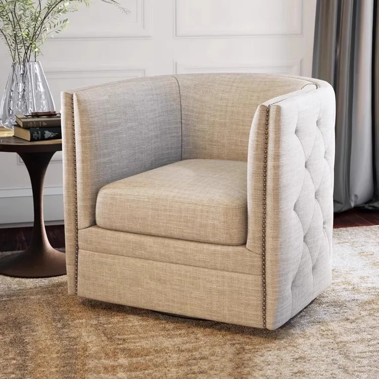 Rotating sofa chair Small apartment living room balcony Simple solid wood single chair
