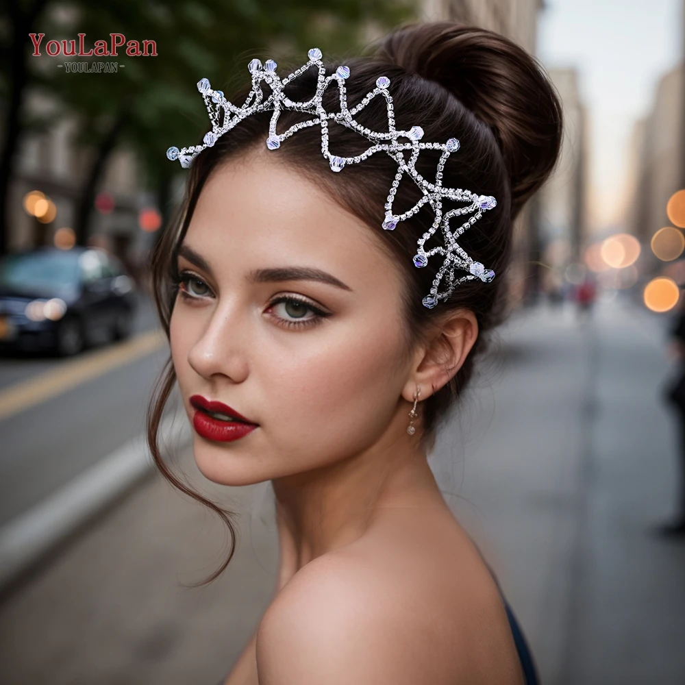 YoulaPan-Faux Pérola Nupcial Headbands, Cocar De Casamento Para A Noiva, Elegante Strass Cabelo Hoop, Enfeites De Cabelo, Para Ir, HP684