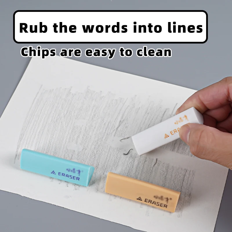 6Pcs Boxed Triangular Erasers, Erase Words in Stripes, Clean and Polycrumb, Daily Penciling and Drawing Art Use