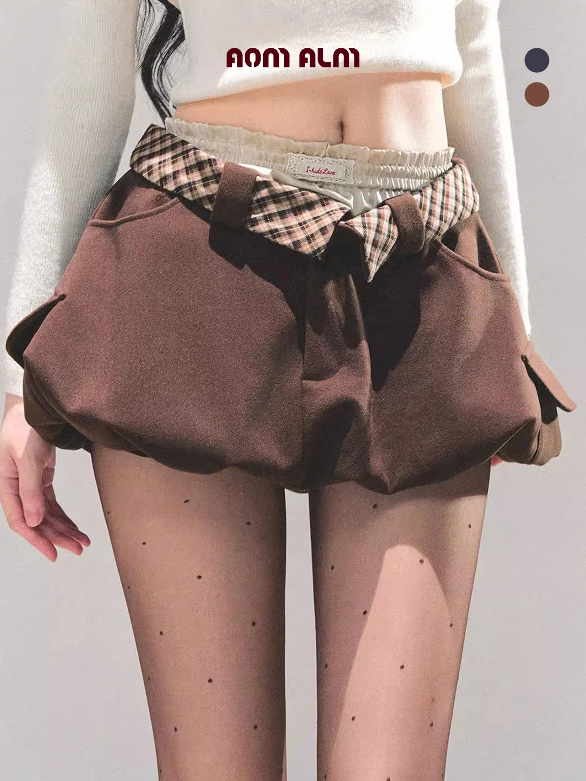 

Юбка AOMALM в американском стиле, клетчатая, А-силуэт, женская, осенне-зимняя, с цветочным принтом, средней длины, облегающая, повседневная одежда