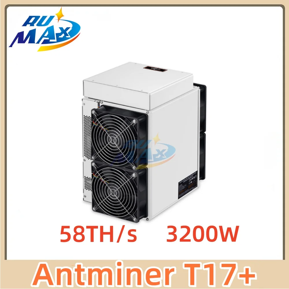 Antminer T17+ 58T Bitcoin Mining Machine - 58TH/s SHA-256 ASIC Miner with 50J/TH Low Power Efficiency Fast Shipping