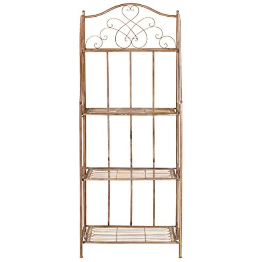 

Коллекция уличной мебели для патио Amaris: 4-ярусная подставка для растений/полка для хранения из кованого железа цвета ржавого оранжевого, модель PAT5014A