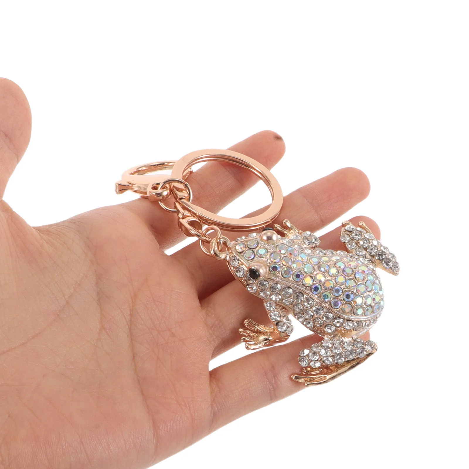 

Sparkling Rhinestone Frog Keyring Bling Bag Purse Wallet Charm Pendant Durable Metal Handbag Backpack Accessory