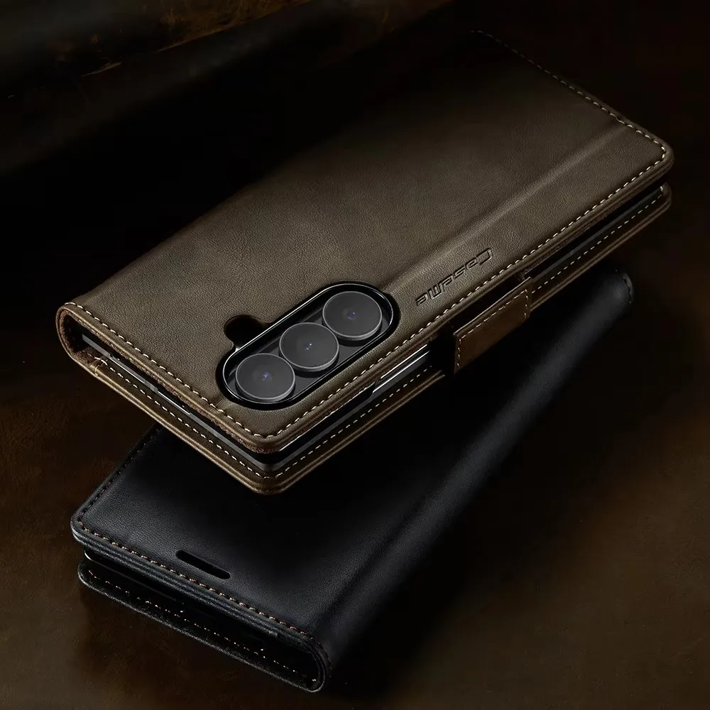 High quality Retro Business Leather Wallet Flip Case For Samsung Galaxy Z Fold7 Fold 7 Side Magnetic Buckle Book Cover