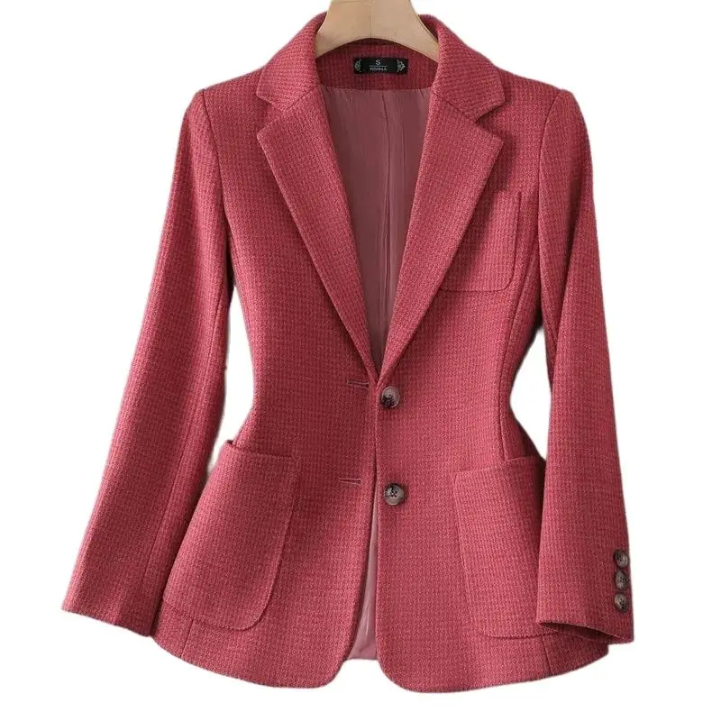 Ladies Formal Blazer Women Long Sleeve Pocket Single Breasted Slim Business Work Wear Jacket Coat Female Autumn Winter Outwear