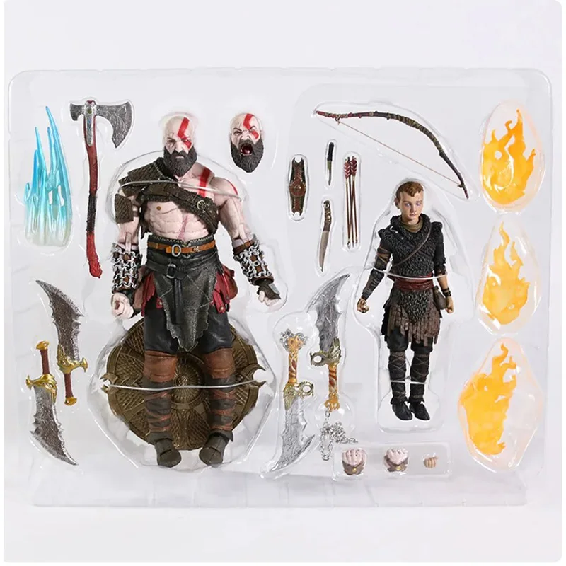 NECA 7inch Ultimate God of War Action Figure Kratos Atreus Ghost of Sparta with Axe Sword Shield Bow and Arrow odel Toy Gifts