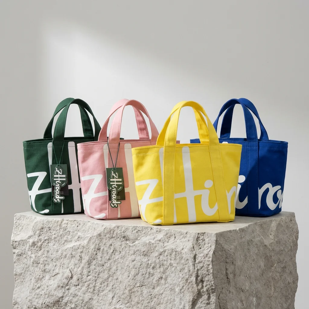 Zhiroads British Luxury Tote Bag Eco-Friendly Soya Ink Printed Recycled Canvas High-Gram Weight Cotton Shopper Handbag ﻿