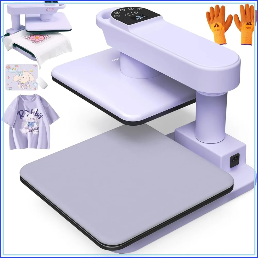 

360° Swivel Auto Heat Press 15x15 - Professional Automatic Shirt Press with Auto Release & 7-Level Pressure - Swing Away Heat Press for T Shirts Hoodie HTV Vinyl