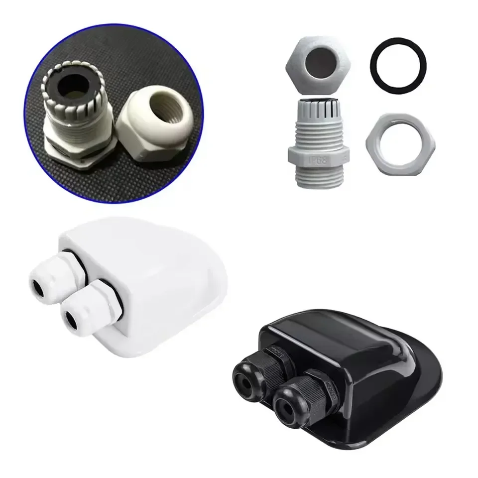 Double-hole ABS Photovoltaic Caravan Junction Box Solar Photovoltaic Plastic Mounting Brackets Hole-free Automotive Accessories