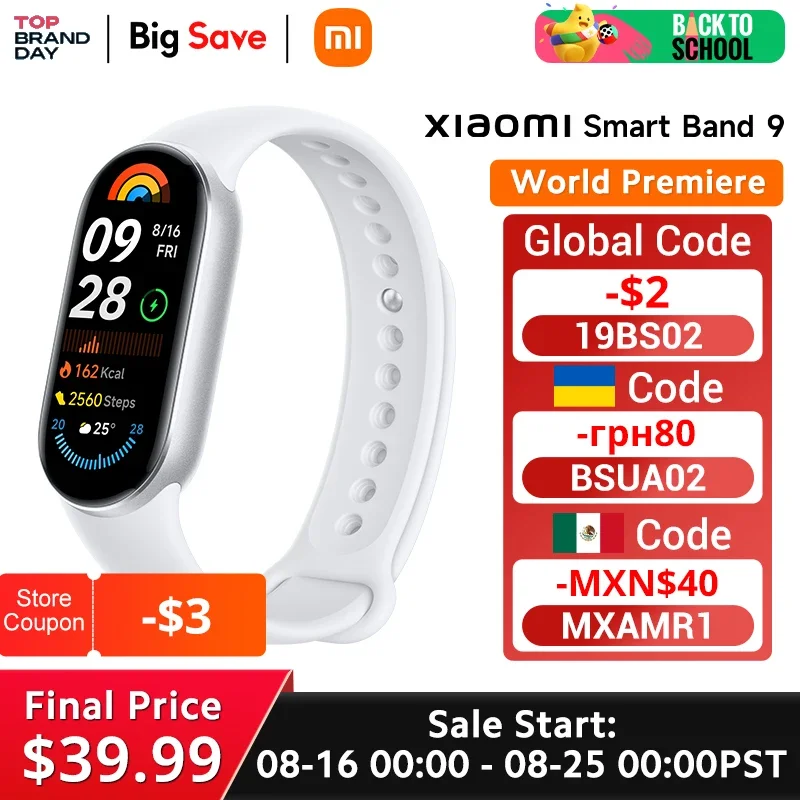  [World Premiere]Global Version Xiaomi Smart Band 9 150+ Sports Modes Sleep Monitoring 1.62" AMOLED Display 21-day Battery Life 