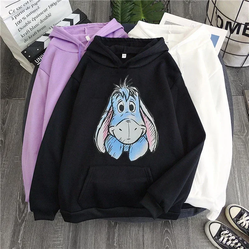 Women Hoodies Disney Winnie The Pooh and Honey Treee Eyore Hoodie Cartoon Long Sleeve Sweatshirts Fashion Hooded Clothing Tops