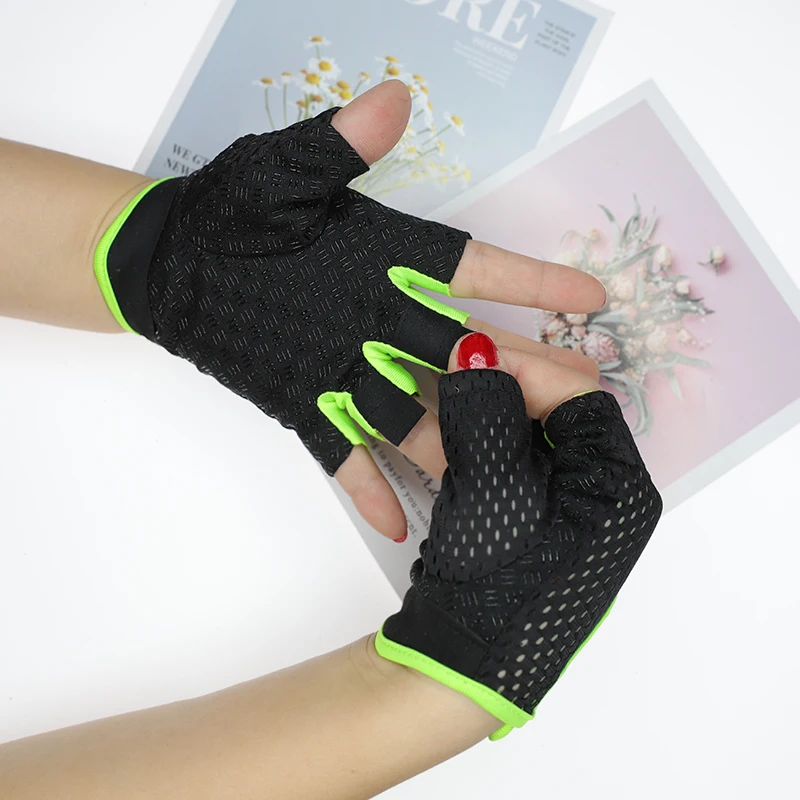 Cycling Fingerless Gloves for Women Men Fitness UV Protection Gym Barbell Breathable Mesh Anti-Slip Summer Fishing Bicycle