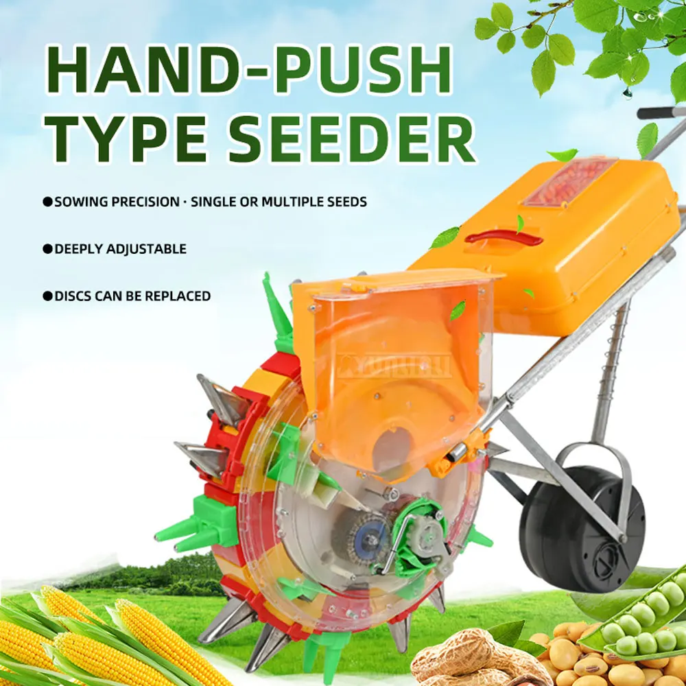 Small Agricultural Multi-Function Push Seeder, Manual Roller Seeder for Small Seeds Wheat Corn