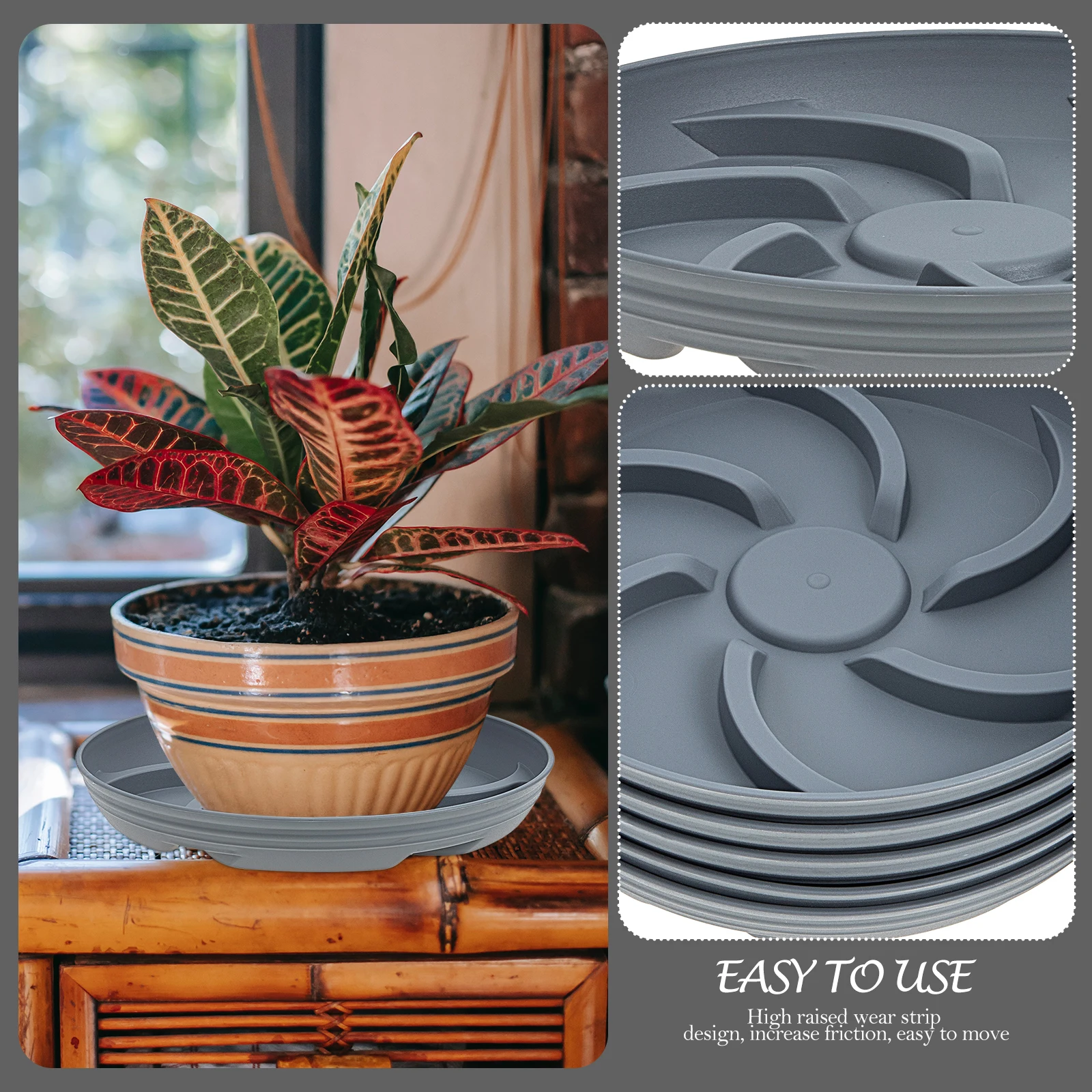 

5pcs Leak-proof Resin Flowerpot Trays Drip Saucers for Plant Pots Stable Base High Quality Durability Gardening Supplies