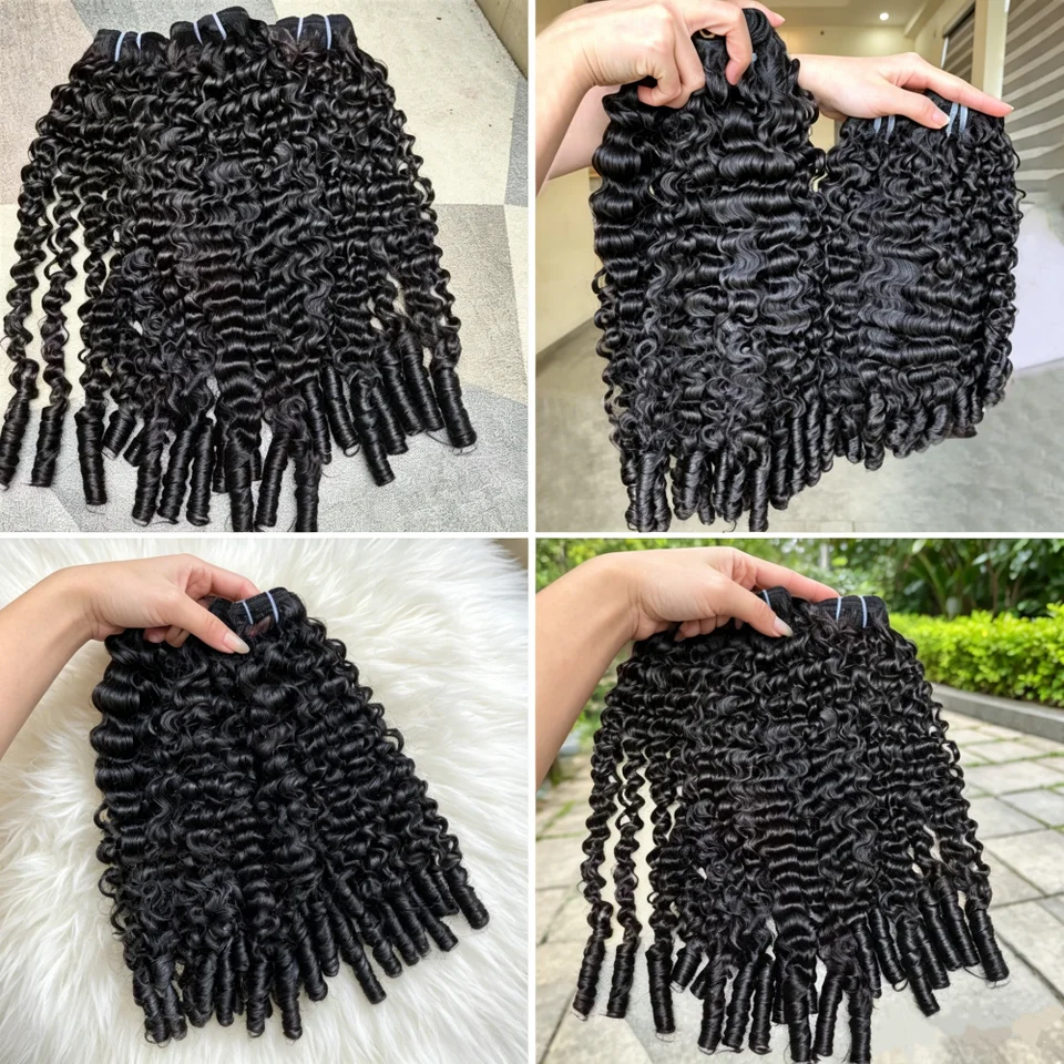 3C4A birmano rizado paquetes cabello humano 100% virgen extensiones puntas rizadas 1/3/4 piezas color natural ofertas 12-28 pulgadas crudo para mujeres lleno y grueso 2