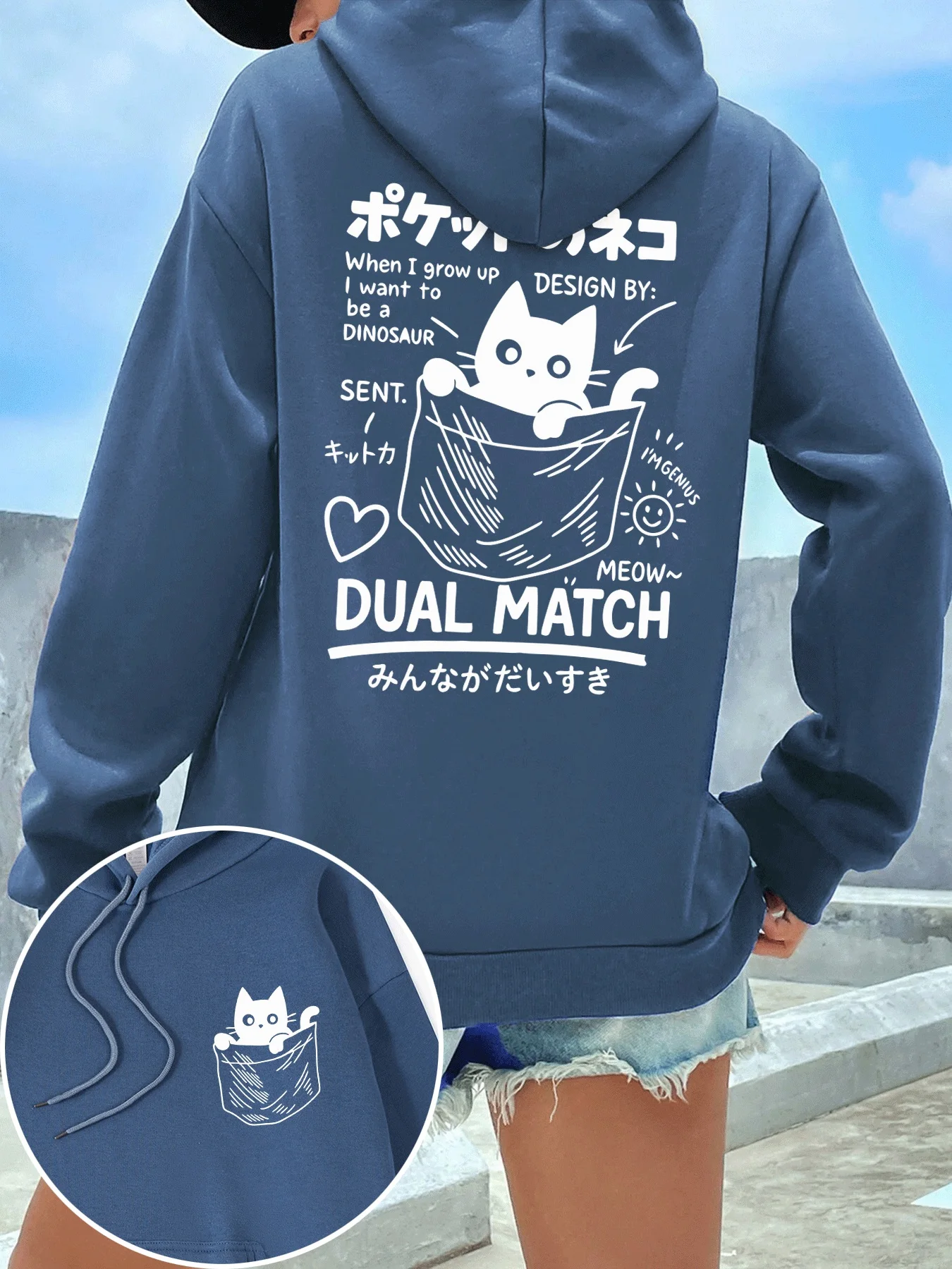 

Милые японские женские толстовки с карманным котом, флисовая уличная одежда больших размеров, забавные универсальные пуловеры, разноцветная толстовка в стиле хип-хоп