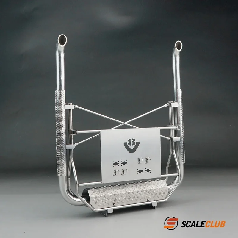 SCALECLUB Stainless Steel type-V For euro truck exhaust For Tamiya Lesu Oka For Scania Man Rc Truck Trailer Tipper