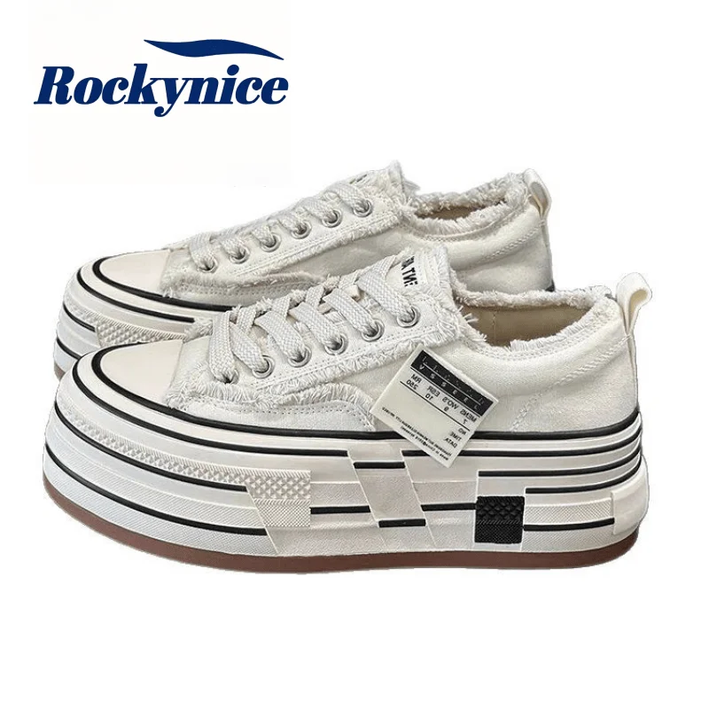 Women Canvas Shoes New 2026 Autumn Lace up Platform Casual Sneakers White Skateboard Shoes Female Outdoor Running Vulcanize Shoe