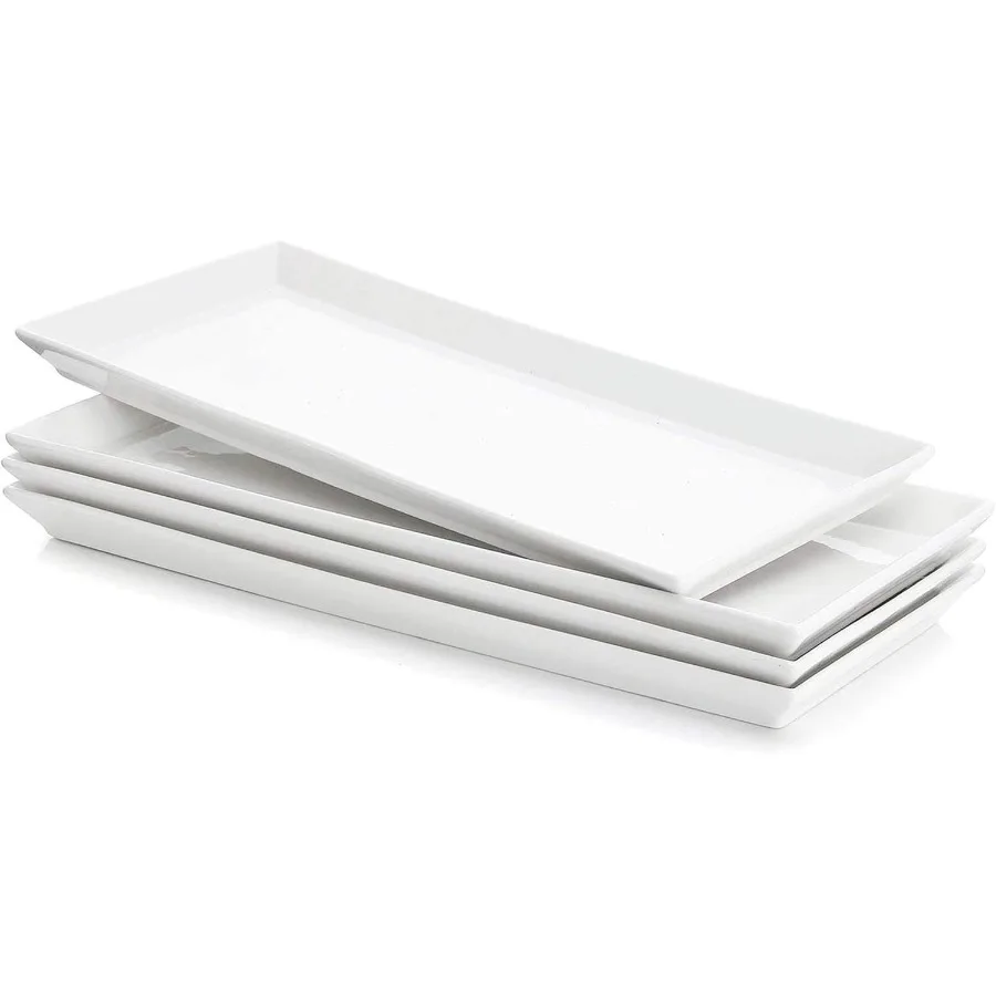

Rectangular Porcelain Platters Serving Trays for Parties 13.8 Inch Large Serving Dishes for Steak Taco Sushi Appetizer Cake Dis