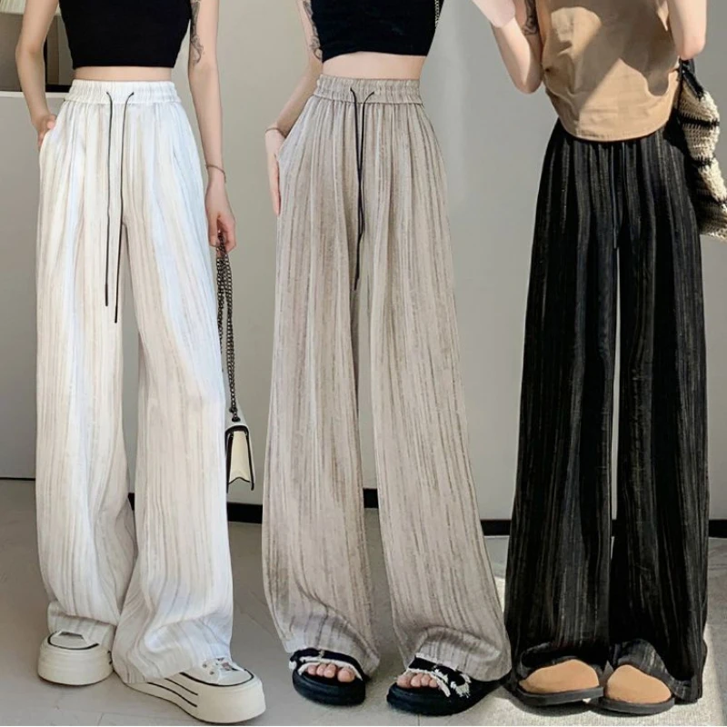 

Chiffon Wide Leg Women's Trousers Summer New Printed Elasticated Waist Thin Loose Fashion Casual Pants