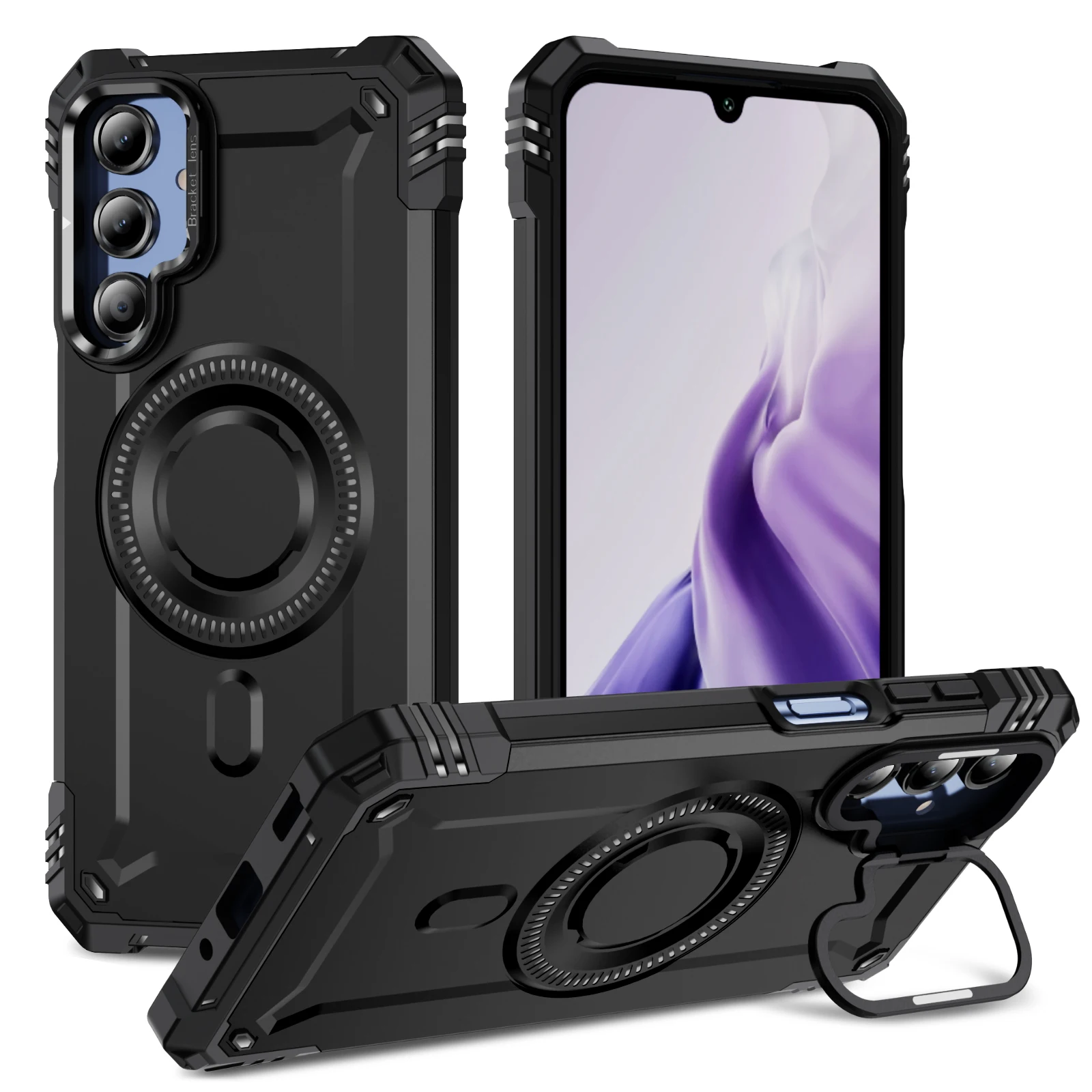 Galaxy A06 Phone Case, Metal Kickstand compatible With MagSafe Heavy ShockProof Magnetic Case for Samsung Galaxy A16 Cover