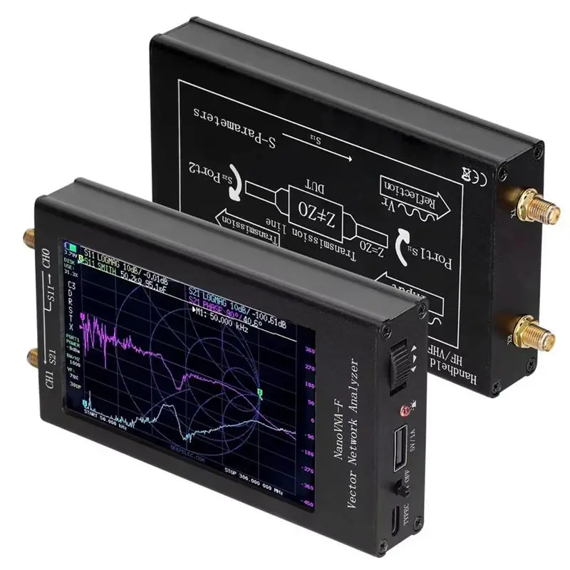 AT21-4.3Inch Handheld Nanovna-F UV Vector Network Antenna Analyzer SWR Meter Nanovna VNA VHF UHF +4000Mah Battery