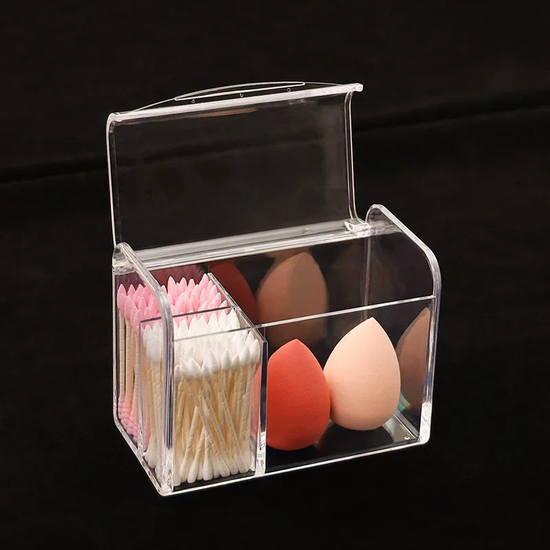 Dustproof Makeup Cotton Pads Storage Box Plastic Cosmetic Swabs Storage Containers With Lid Transparent Cotton Swab Holder