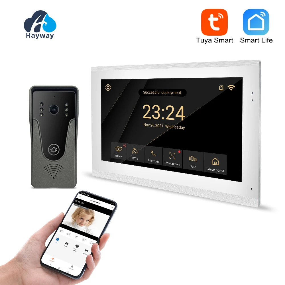 10 inch HD video intercom 1080P home doorbell Tuya app wireless video intercom unlocking mobile detection, etc