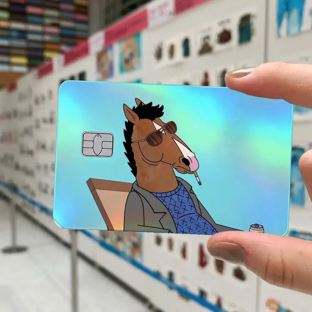 B-Bojack H-Horsemans 4Pcs Laser Card Stickers Vinyl Skin For Credit Debit Bank Cards Waterproof Resistant Protective