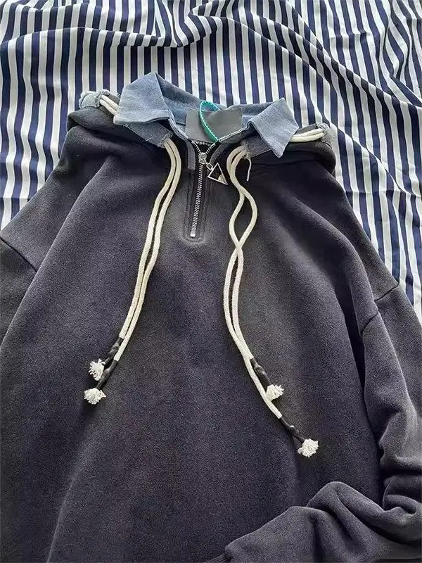 

Большой размер, толстовка-худи для пар, имитация двухслойной куртки на молнии, весна-осень, дышащая, ветрозащитная, немнущаяся.