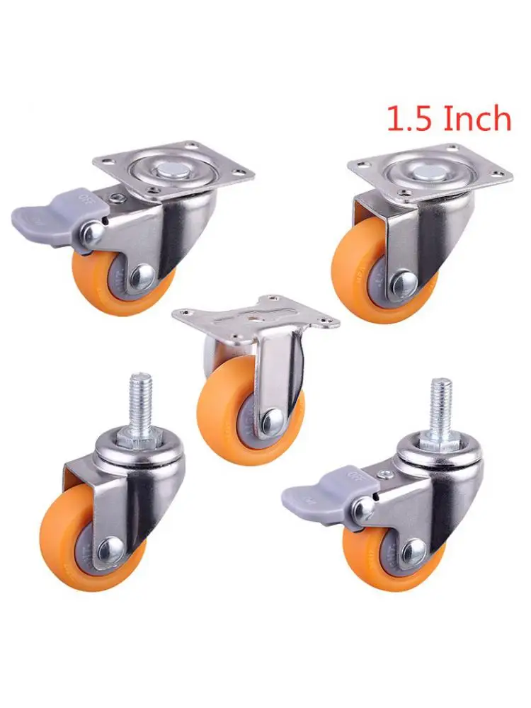 

4 Pcs/Lot 1.5 Inch Screw Caster Orange PP Furniture Wheel Mute Display Cabinet Speaker