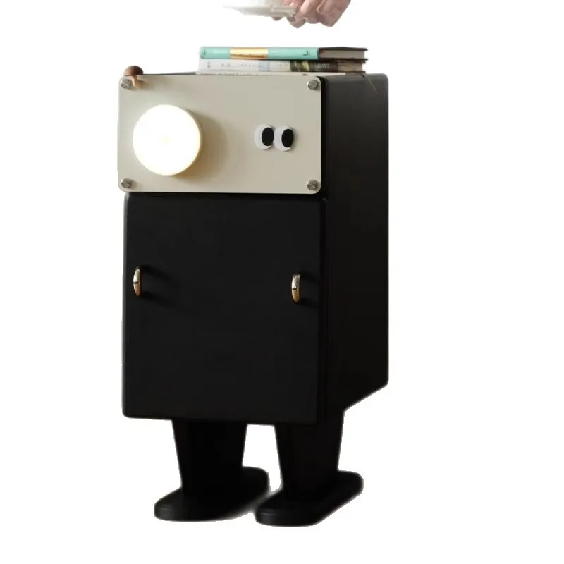 

Very narrow bedside table retro small apartment solid wood ash wood edge few lockers